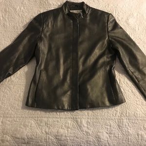 Jones New York Leather Dark Gray Jacket